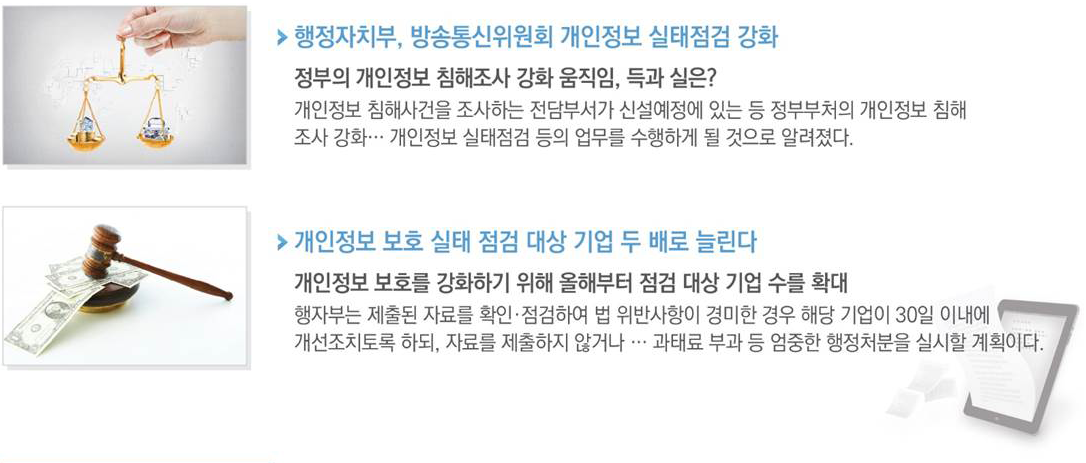 행정자치부,방송통신위원회 개인정보 실태점검 강화.개인정보 보호 실태 점검 대상 기업 두배로 놀린다.